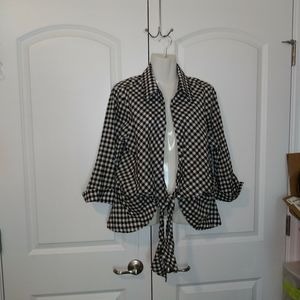 Women's cardigan black and white checks cotton